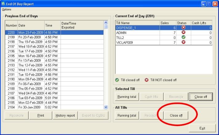 Closing off all Tills Z Reading Corum Support